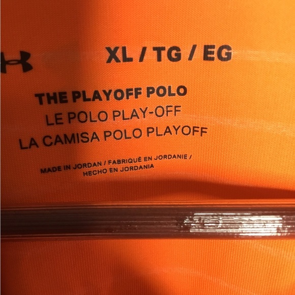 Under Armour Men’s polo shirt - Orange/White Striped- Size XL - EUC - Picture 3 of 5